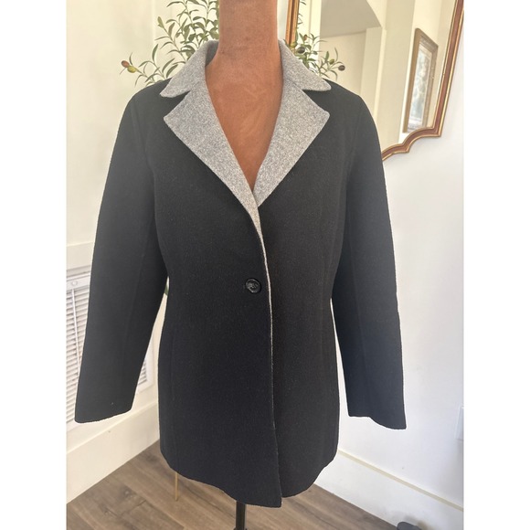 Talbots Jackets & Blazers - Talots Petite Black Grey Double Faced Wool Blend Coat Jacket 2P CN1204 04/19